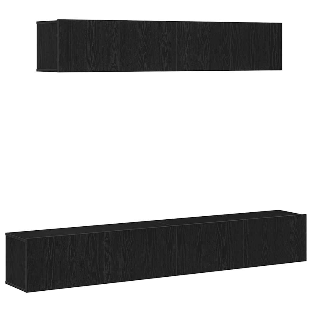 Set TV komoda Zidne 4 pcs Crni hrast Konstruirano drvo