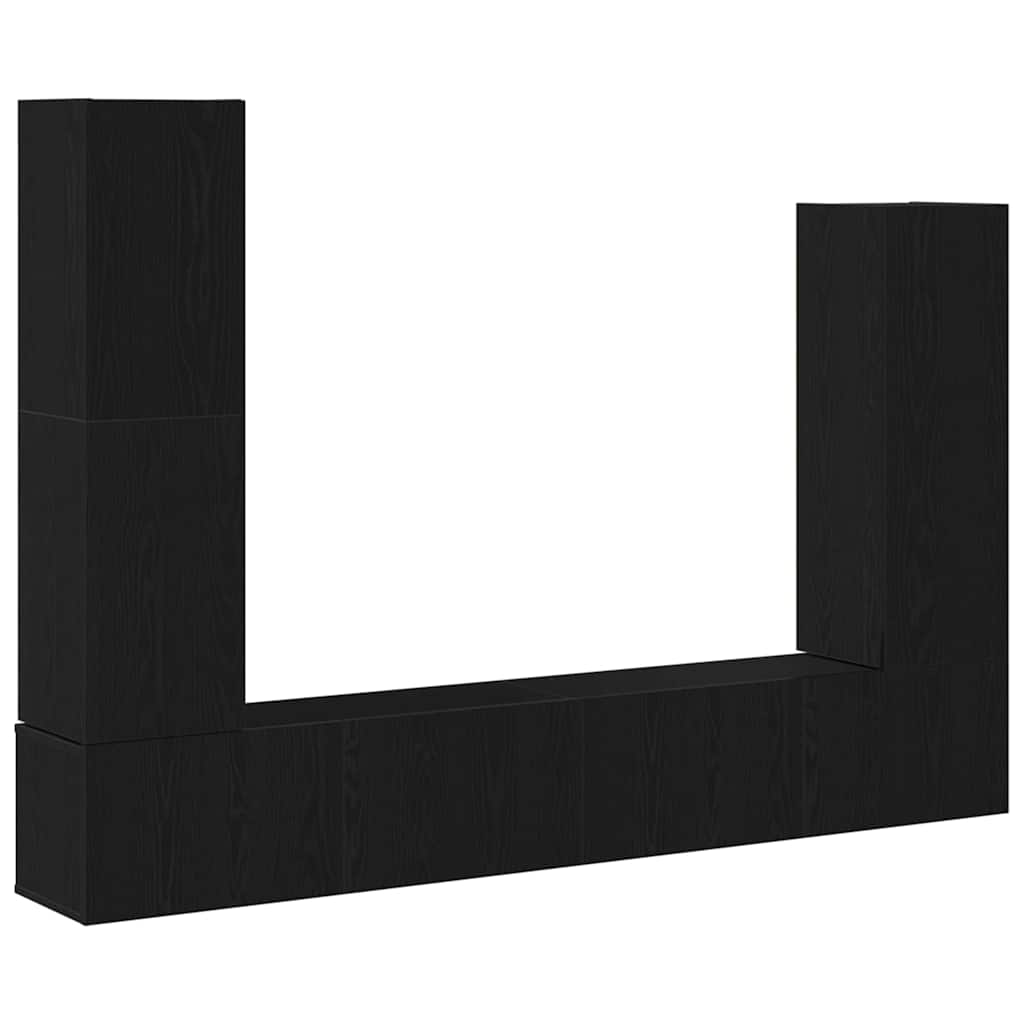 Set TV komoda Zidne 6 pcs Crni hrast Konstruirano drvo