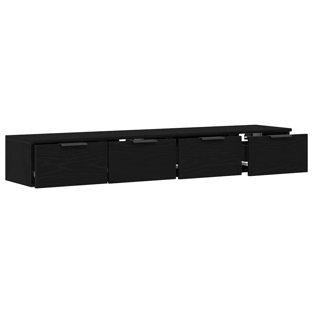 Kabinetski zidni s ladicama 2 pcs Crni hrast 68 x 30 x 20 cm