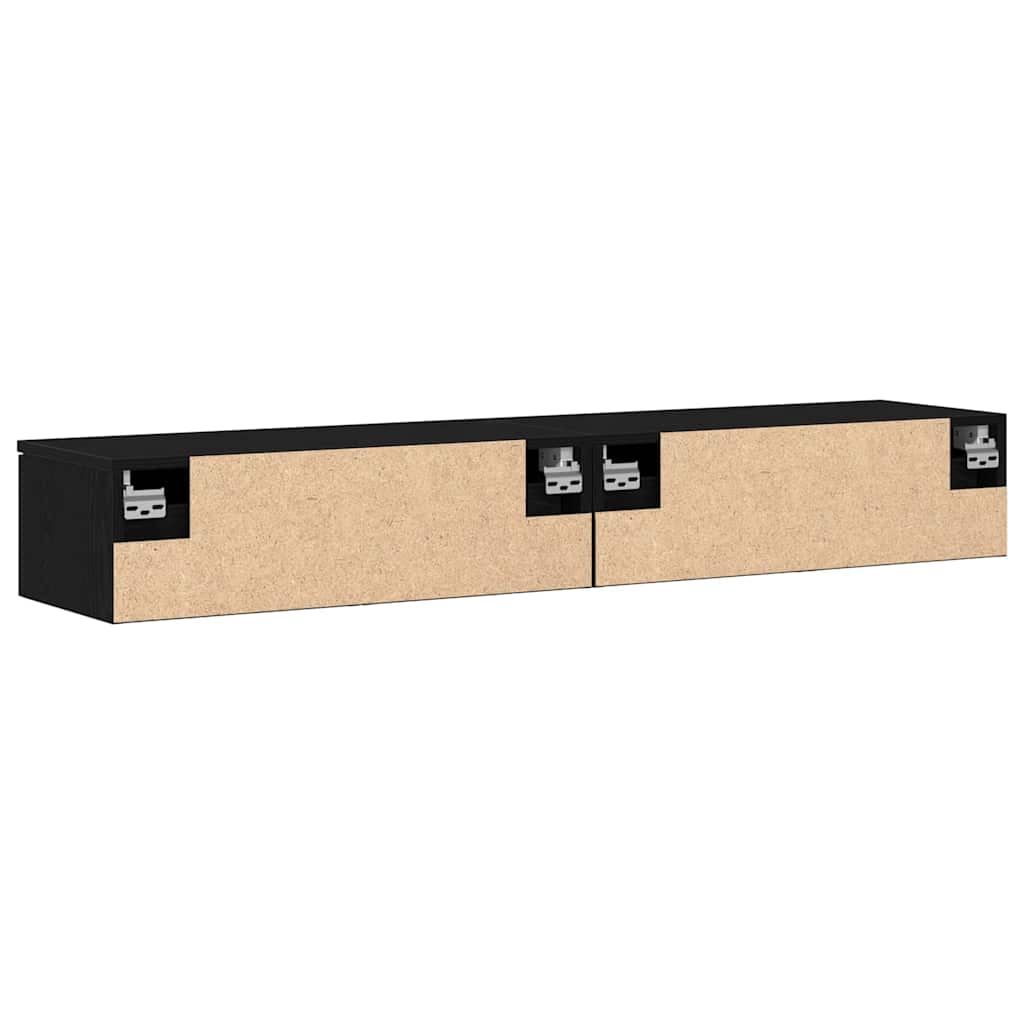 Kabinetski zidni s ladicama 2 pcs Crni hrast 68 x 30 x 20 cm