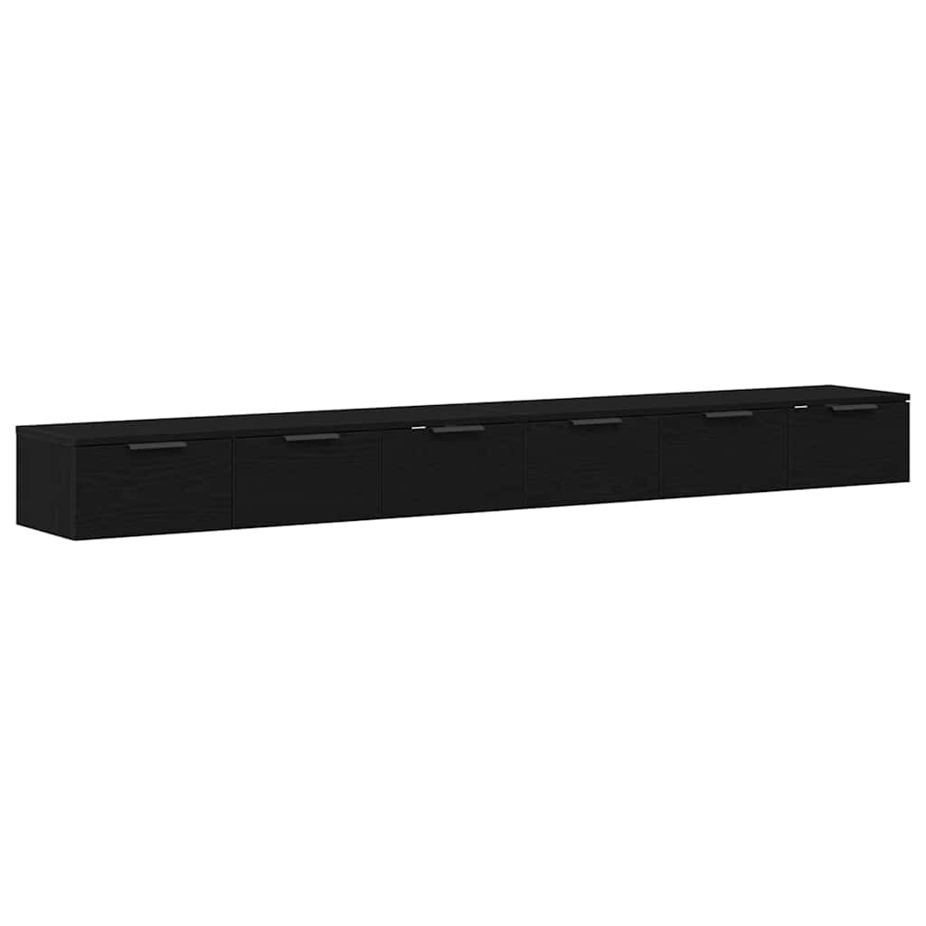 Kabinetski zidni s ladicama 2 pcs Crni hrast 102 x 30 x 20 cm