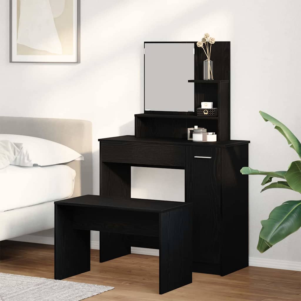 Set toaletnog stolića 2 pcs Crni hrast Konstruirano drvo