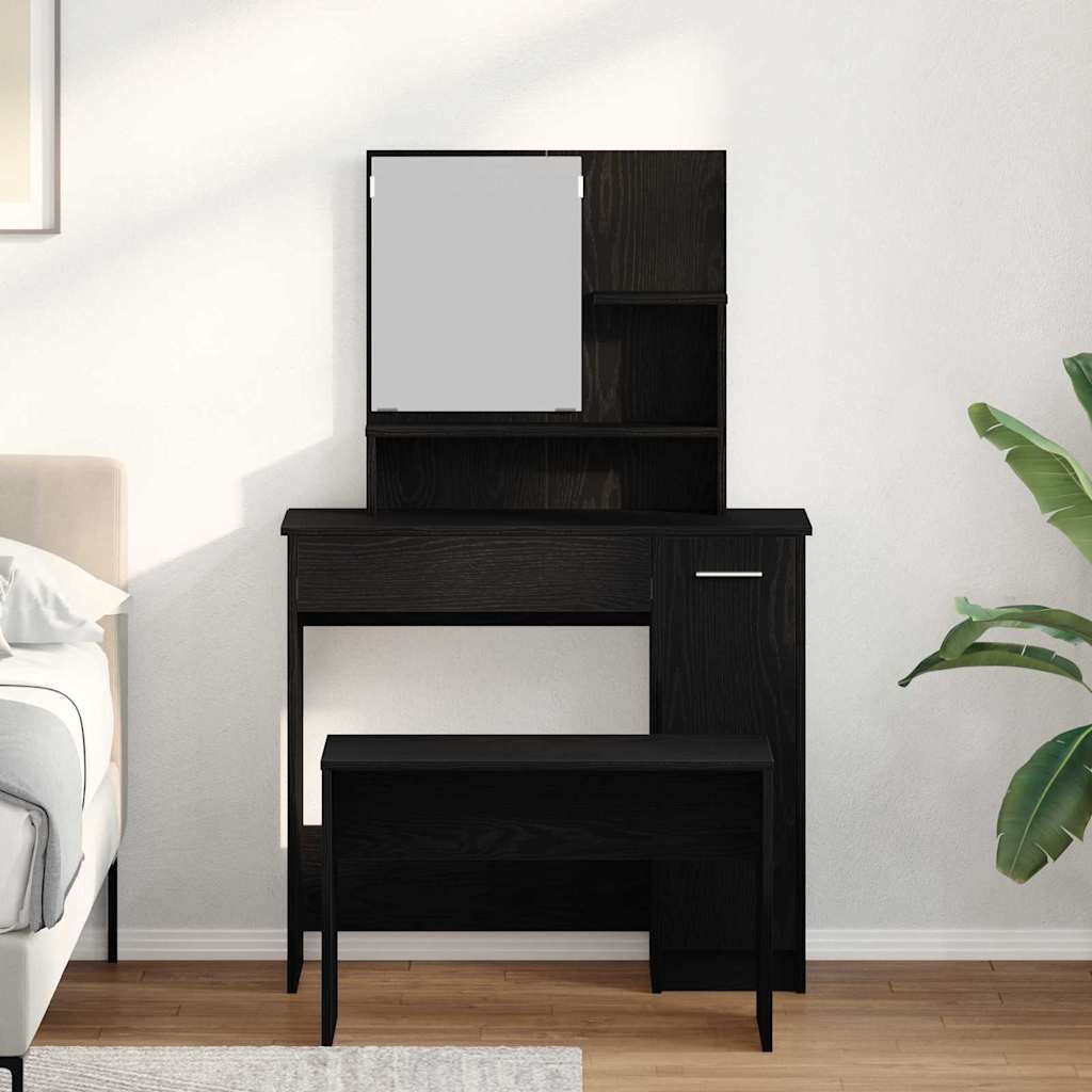 Set toaletnog stolića 2 pcs Crni hrast Konstruirano drvo