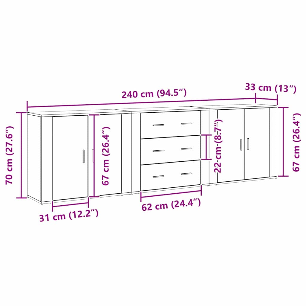 Kreveta Crni hrast 240 x 33 x 70 cm Konstruirano drvo