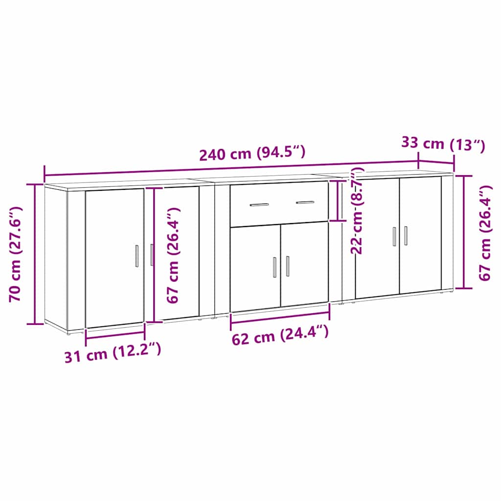Kreveta Crni hrast 240 x 33 x 70 cm Konstruirano drvo