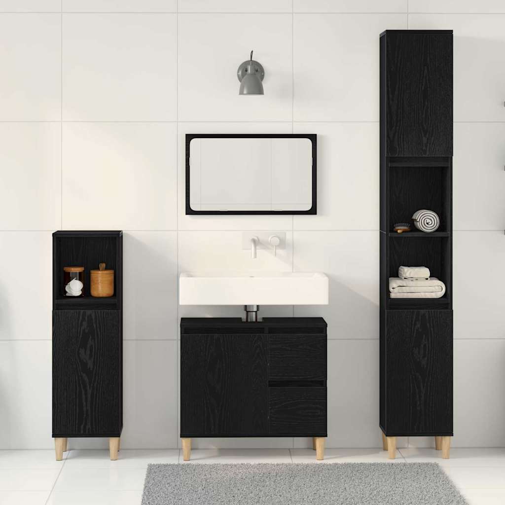 Set namještaja za kupaonicu Zidne s pohranom 3 pcs Crni hrast