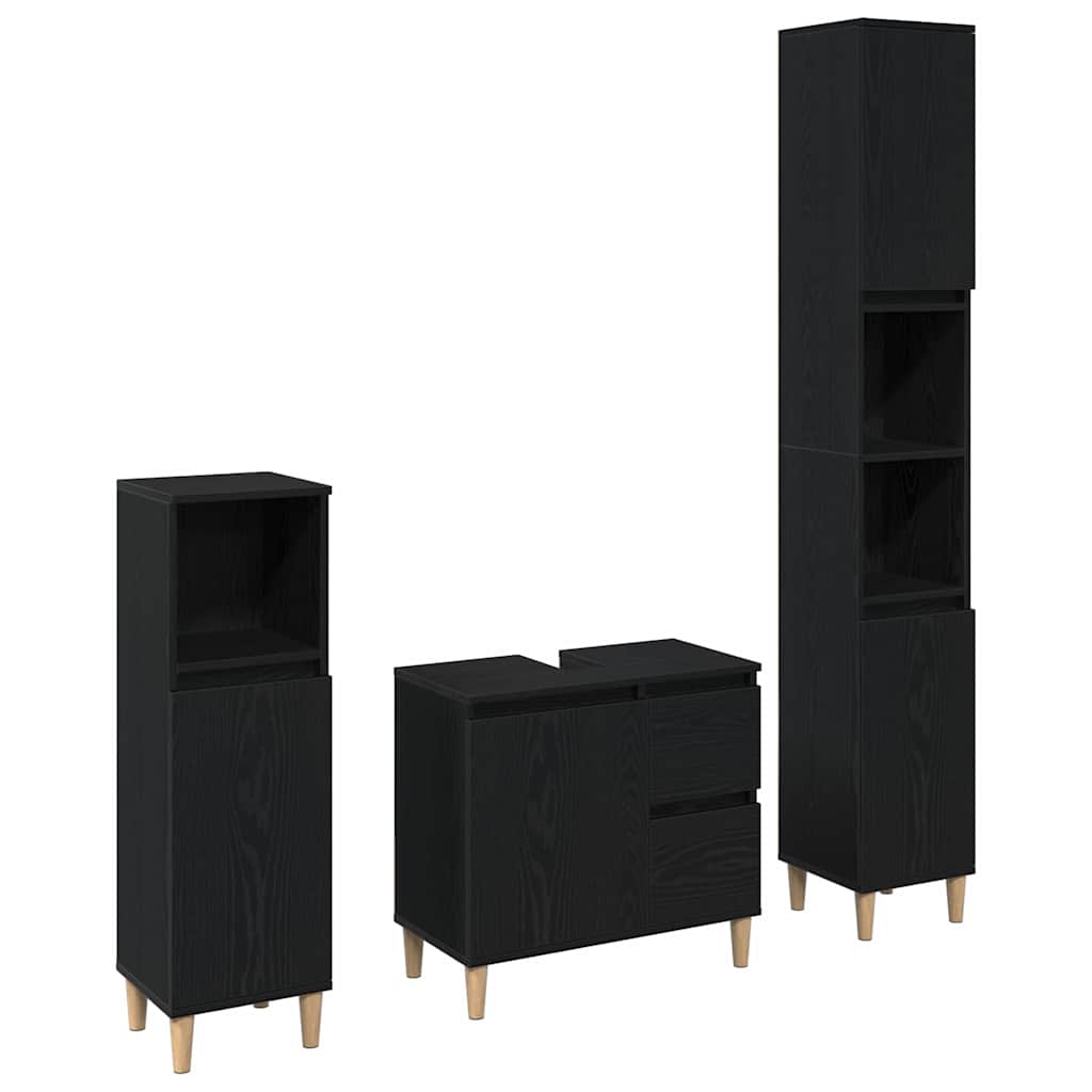 Set namještaja za kupaonicu Zidne s pohranom 3 pcs Crni hrast