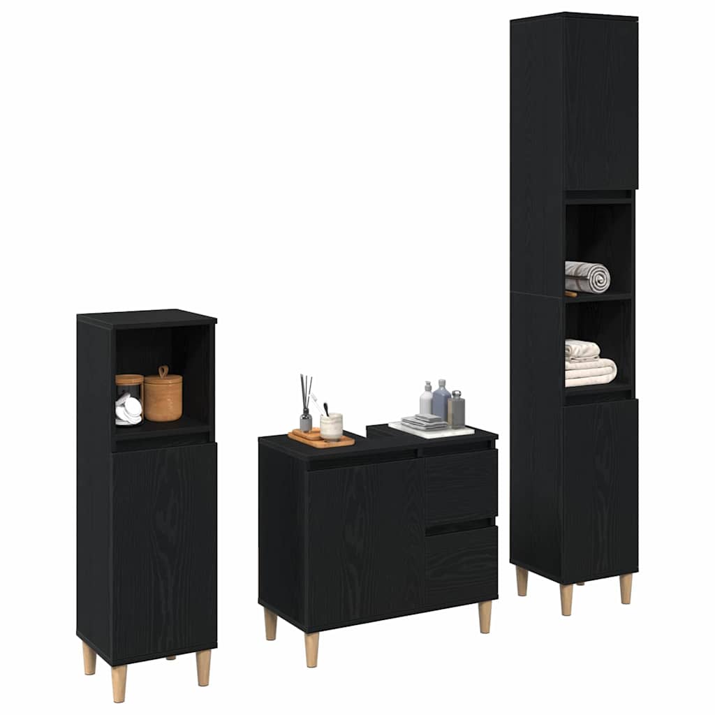 Set namještaja za kupaonicu Zidne s pohranom 3 pcs Crni hrast