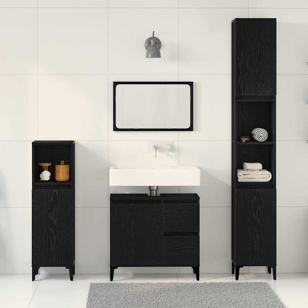 Set namještaja za kupaonicu Zidne s pohranom 3 pcs Crni hrast
