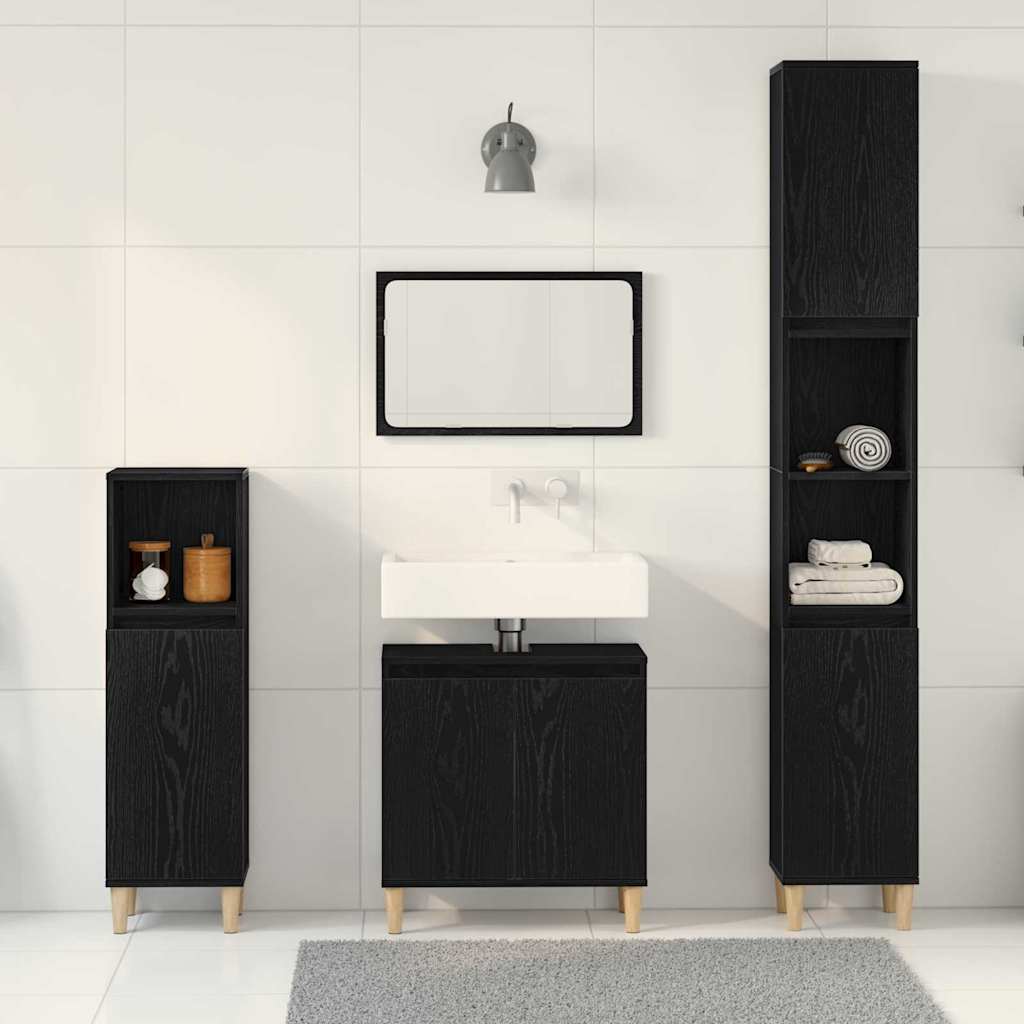 Set namještaja za kupaonicu Zidne s pohranom 3 pcs Crni hrast