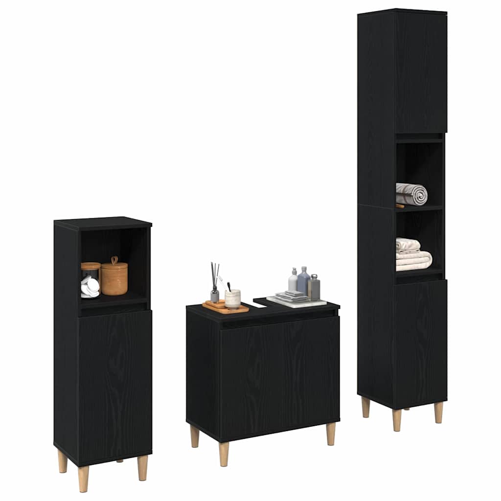 Set namještaja za kupaonicu Zidne s pohranom 3 pcs Crni hrast