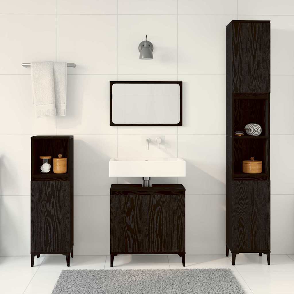 Set namještaja za kupaonicu Zidne s pohranom 3 pcs Crni hrast