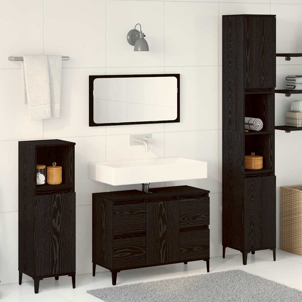 Set namještaja za kupaonicu Zidne s pohranom 3 pcs Crni hrast