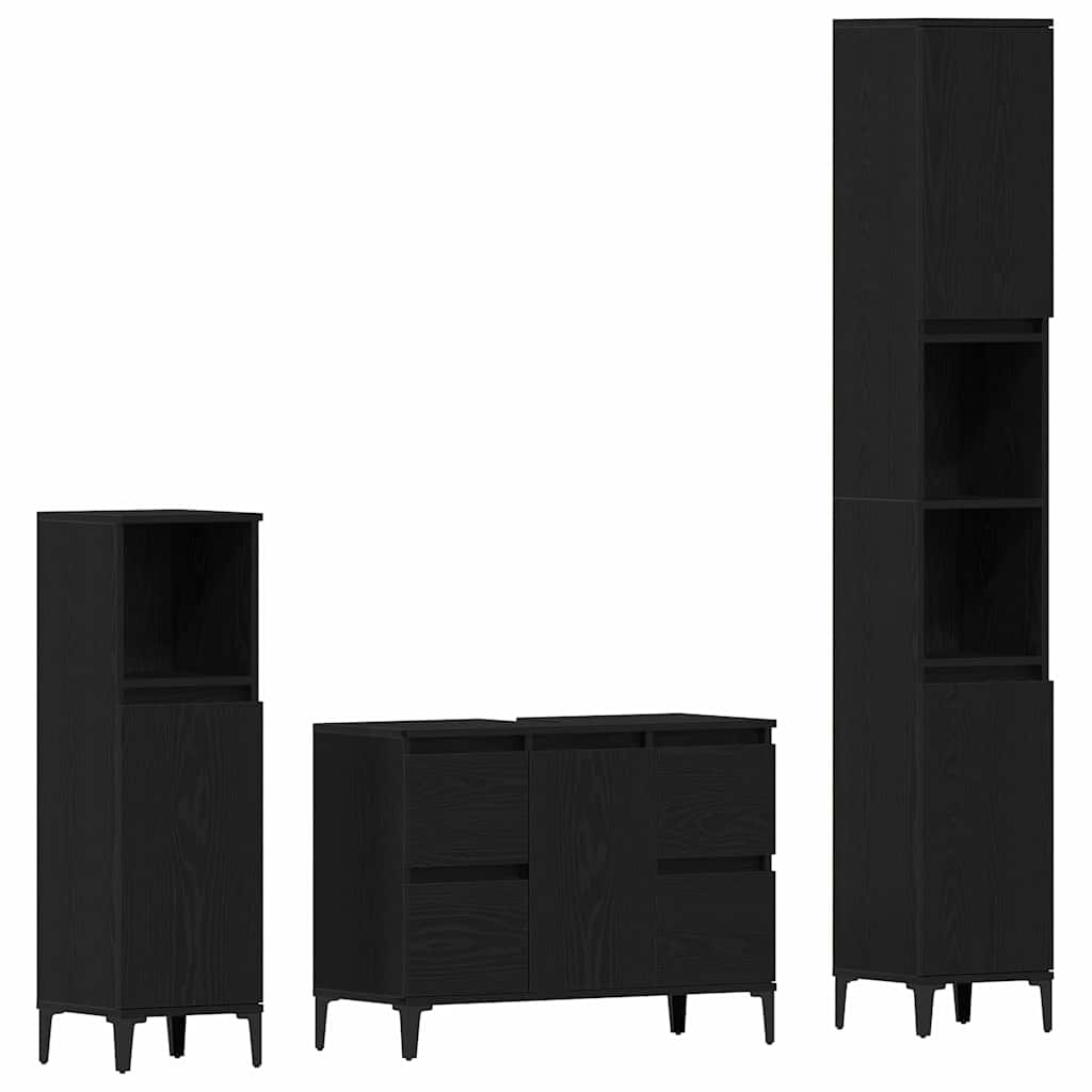Set namještaja za kupaonicu Zidne s pohranom 3 pcs Crni hrast