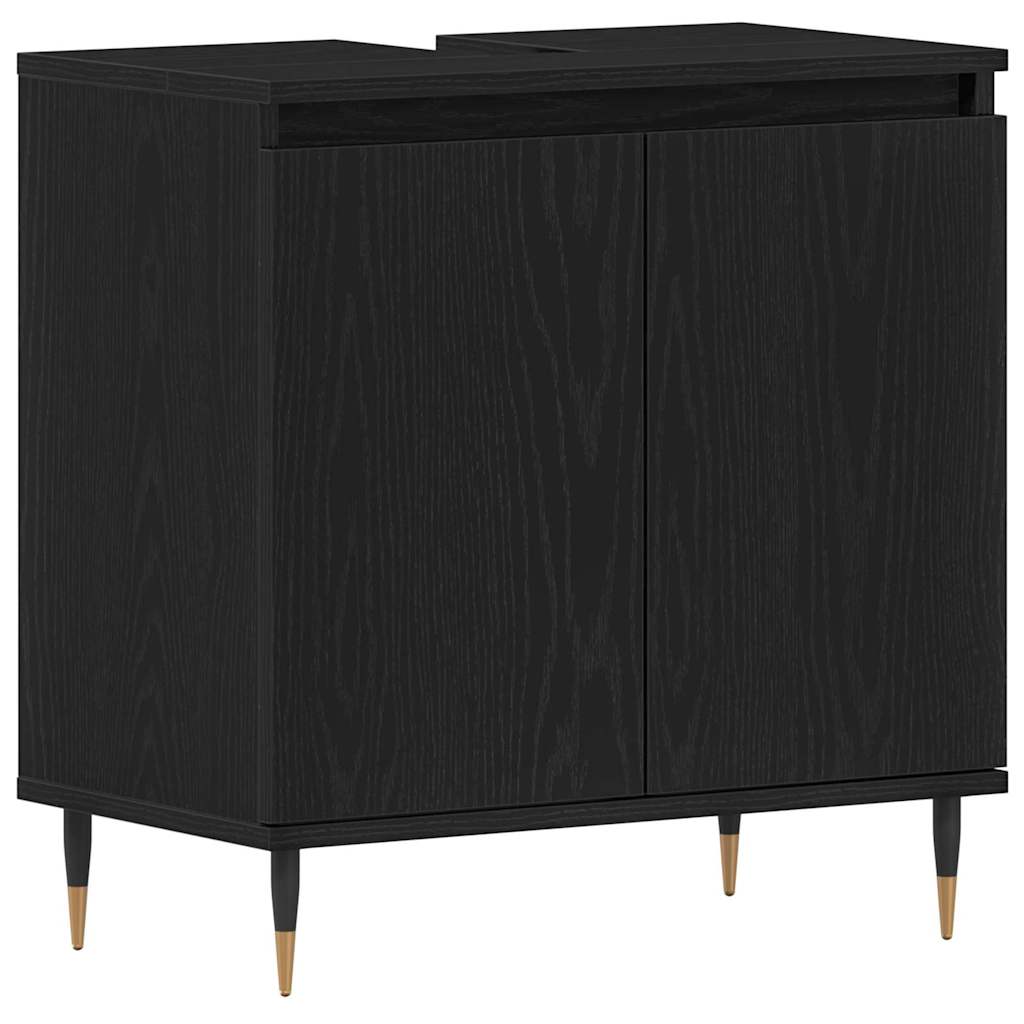 Set namještaja za kupaonicu 3 pcs Crni hrast 30 x 30 x 190 cm
