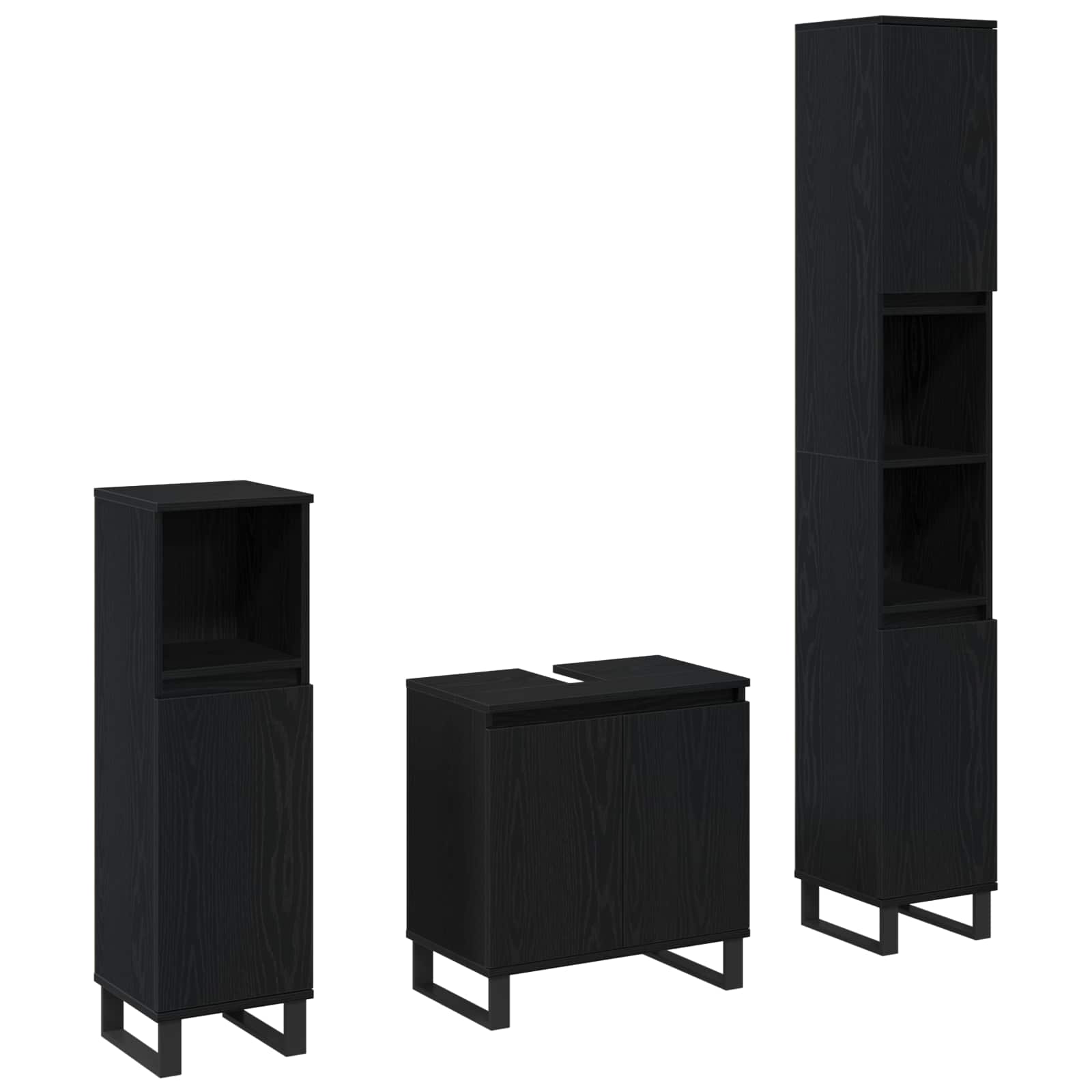 Set namještaja za kupaonicu Zidne s pohranom 3 pcs Crni hrast