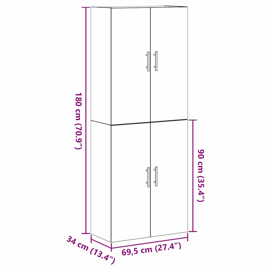Ormar za montažu na zid 2 pcs Crni hrast 69,5 x 34 x 90 cm