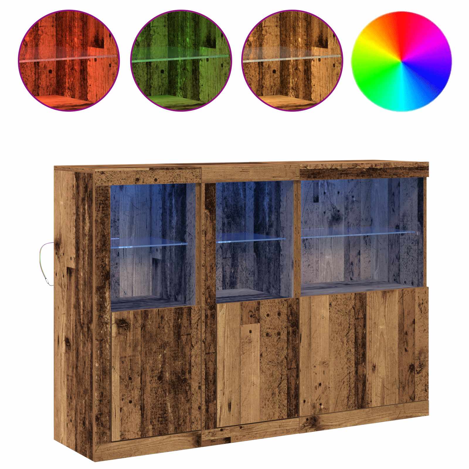 LED komoda Staro drvo 142,5 x 37 x 100 cm Konstruirano drvo