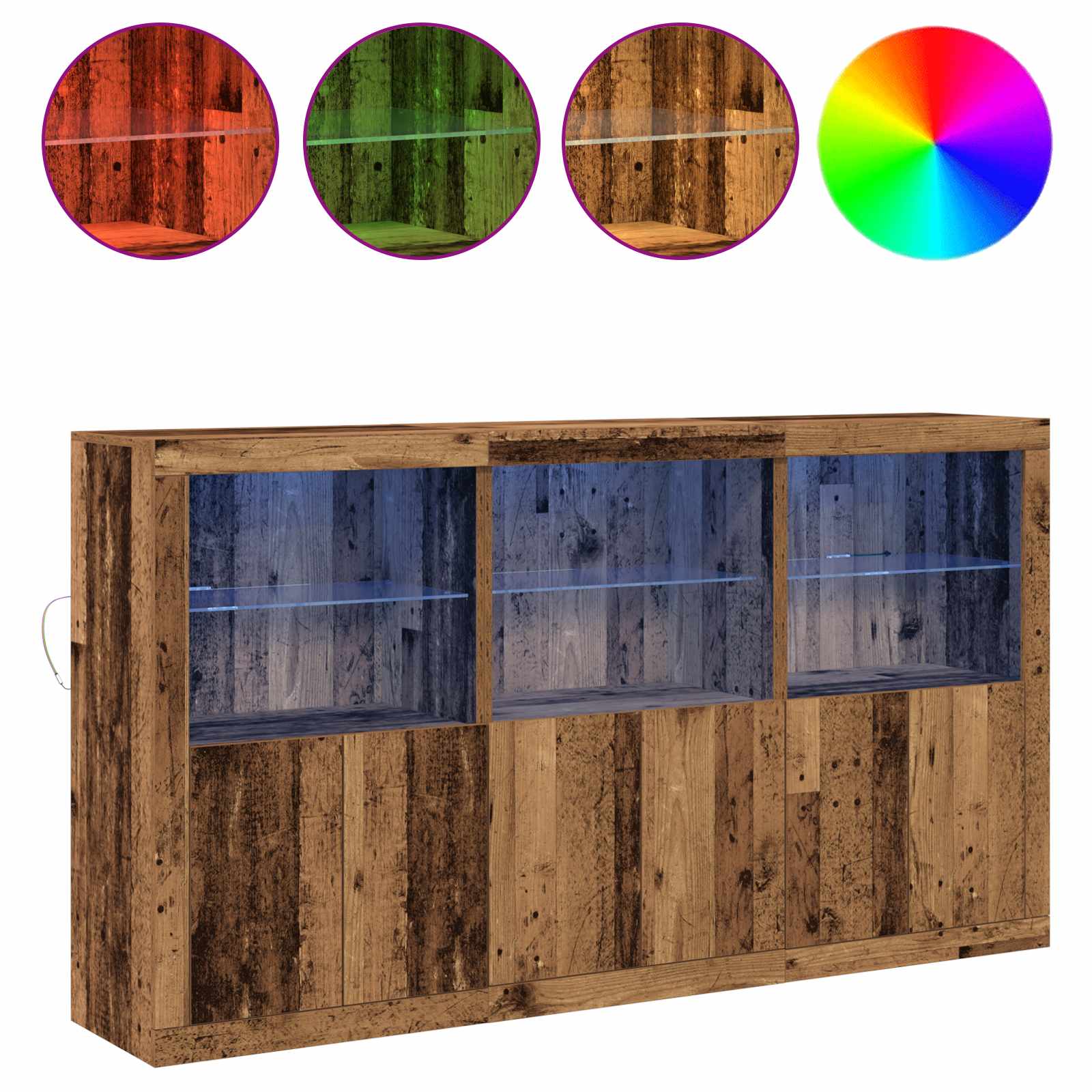 LED komoda Staro drvo 181,5 x 37 x 100 cm Konstruirano drvo