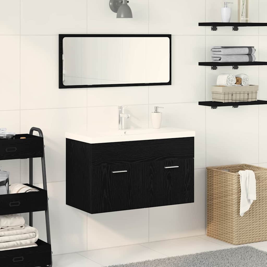 Kupaonski ormar Crni hrast 80 x 38,5 x 46 cm Konstruirano drvo