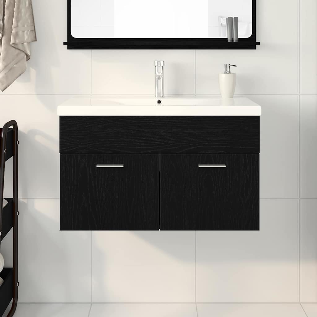 Kupaonski ormar Crni hrast 80 x 38,5 x 46 cm Konstruirano drvo