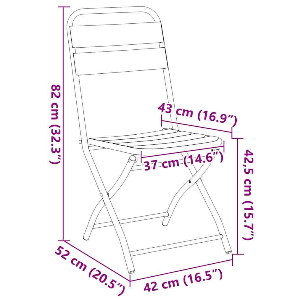 Sklopiva stolica za vrt 2 pcs Bež 42 x 52 x 82cm