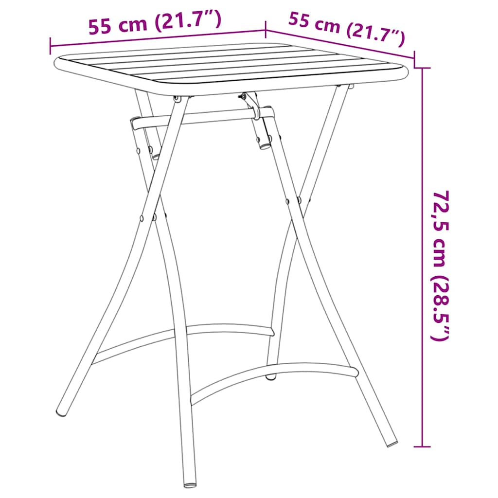 Bistro Stol Antracit 55 x 55 x 72,5 cm Čelik s prahom