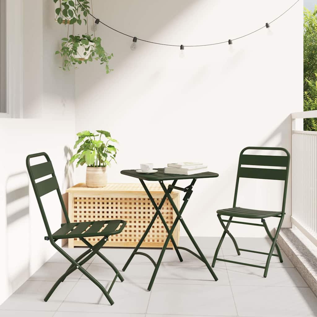 Bistro set 3 pcs Zelena Čelik