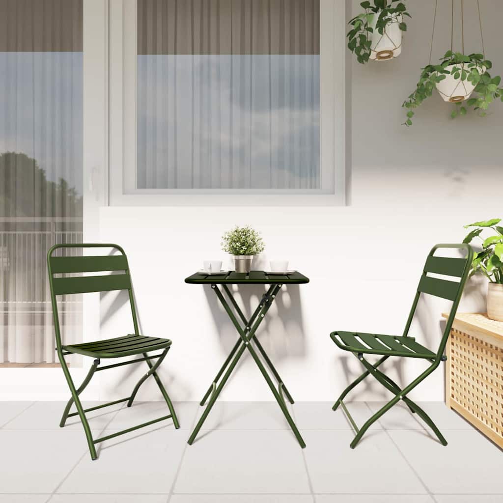 Bistro set 3 pcs Zelena Čelik