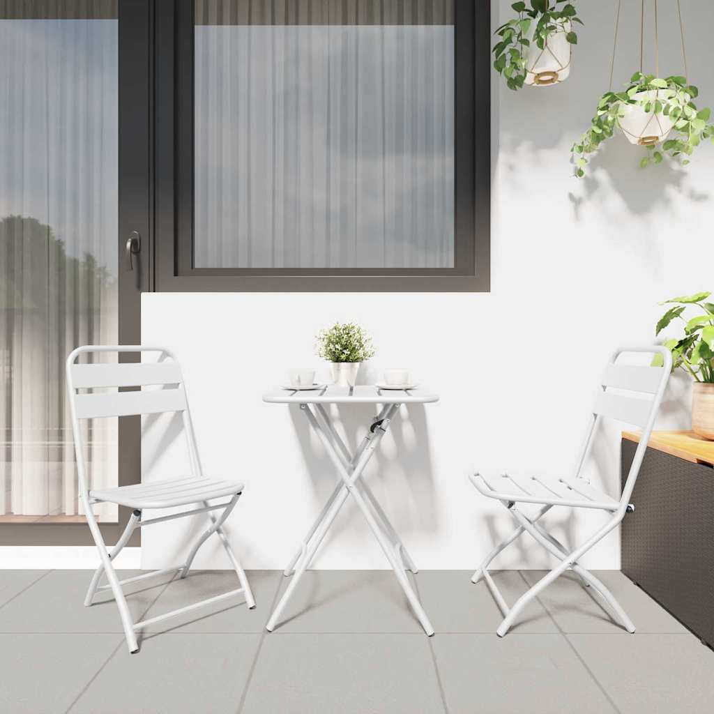 Bistro set 3 pcs Bijelo Čelik