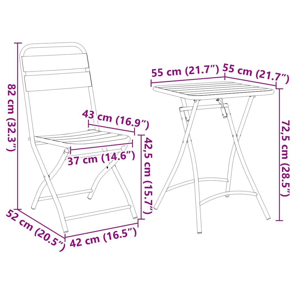Bistro set 3 pcs Bijelo Čelik