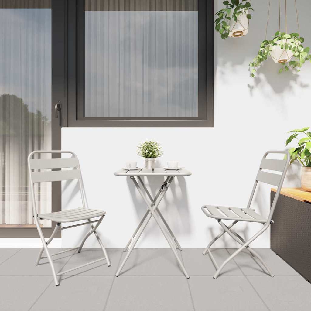 Bistro set 3 pcs Bež Čelik