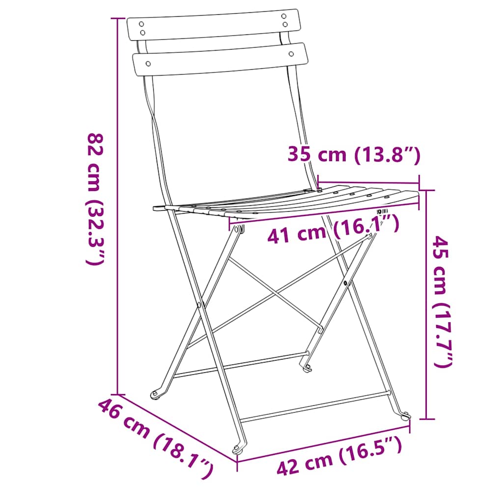 Sklopiva stolica za vrt 2 pcs Gorušica 42 x 46 x 82cm Metal