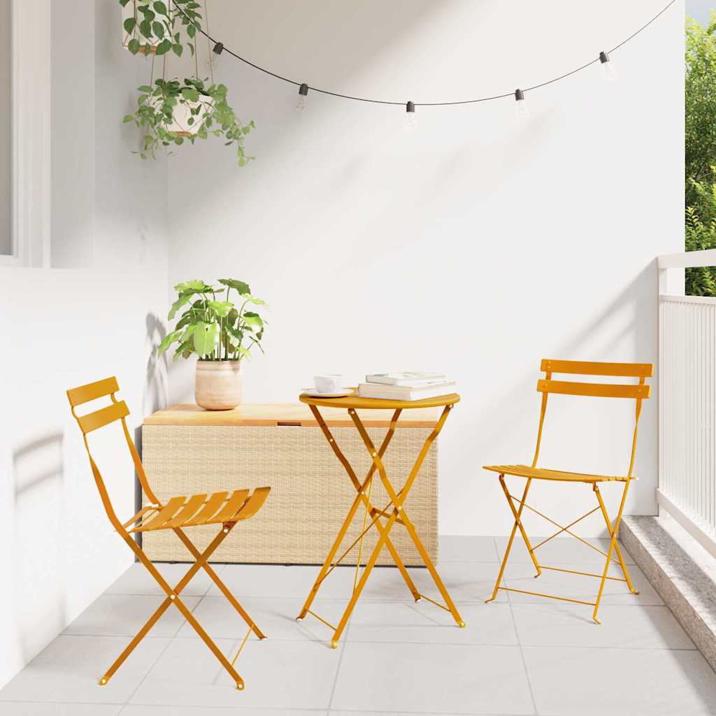 Sklopivi bistro set 3 pcs Gorušica Čelik