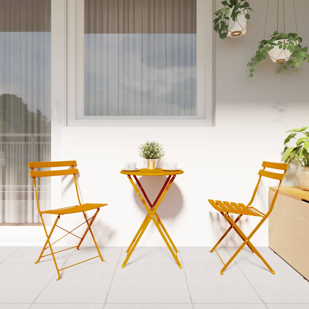 Sklopivi bistro set 3 pcs Gorušica Čelik