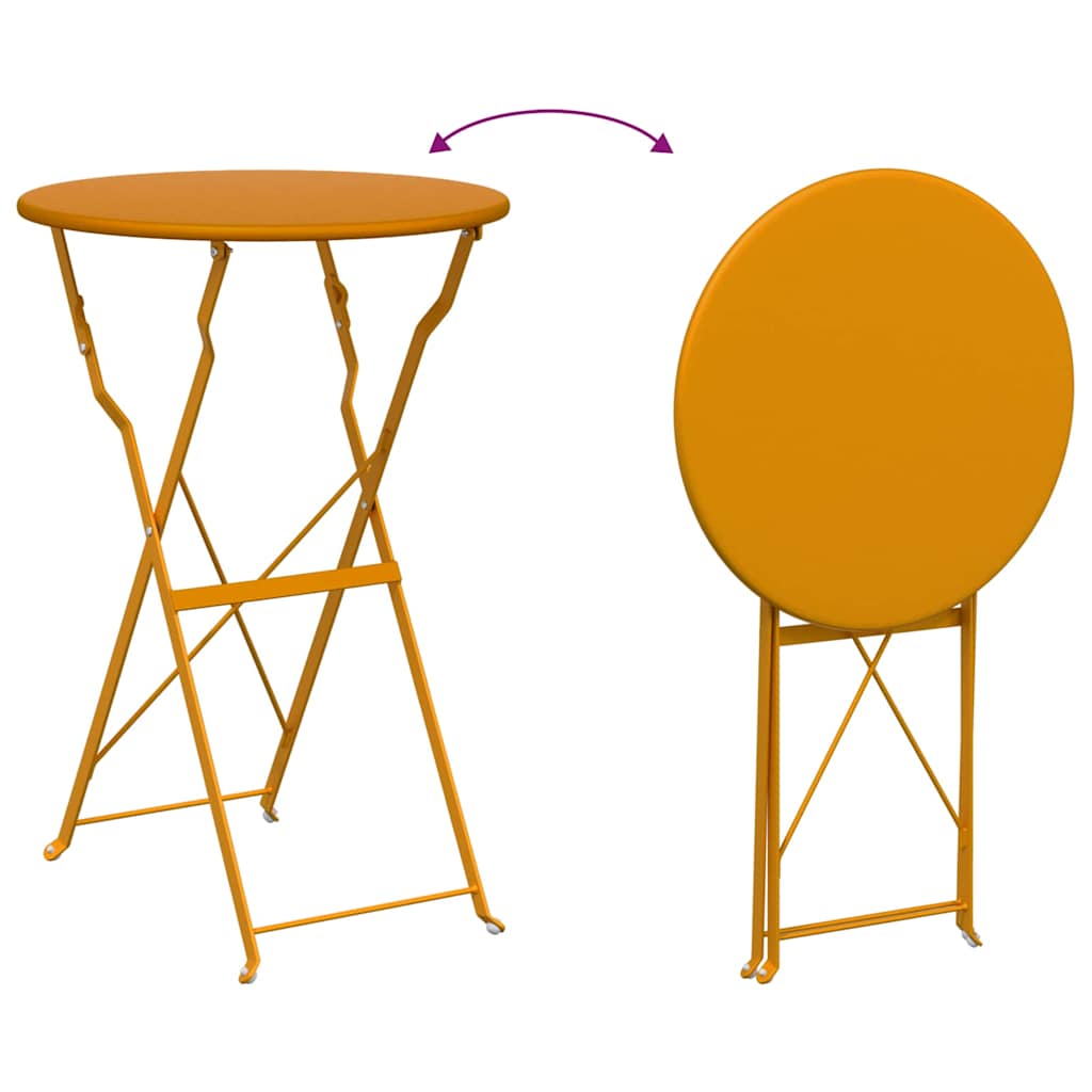 Sklopivi bistro set 3 pcs Gorušica Čelik