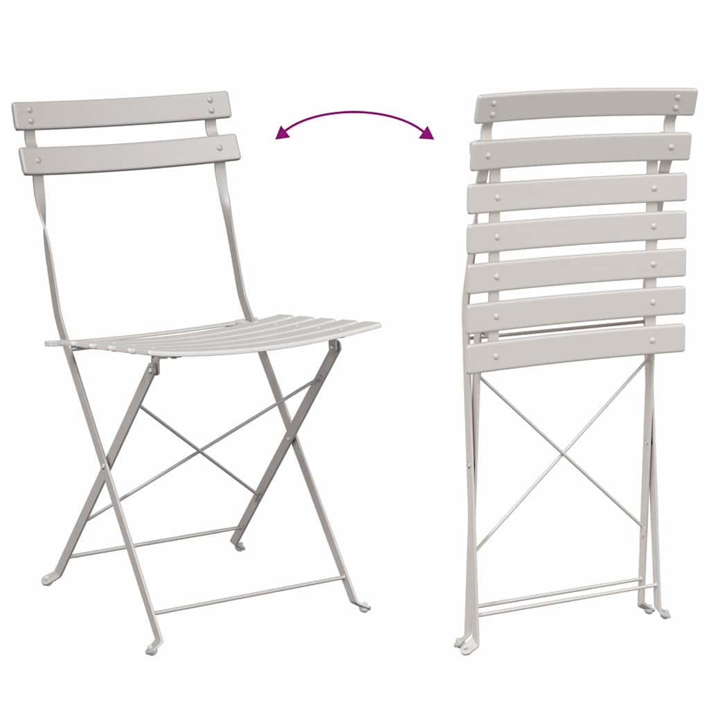 Sklopivi bistro set 3 pcs Bež Čelik