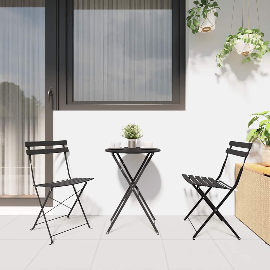 Sklopivi bistro set 3 pcs Antracit Čelik