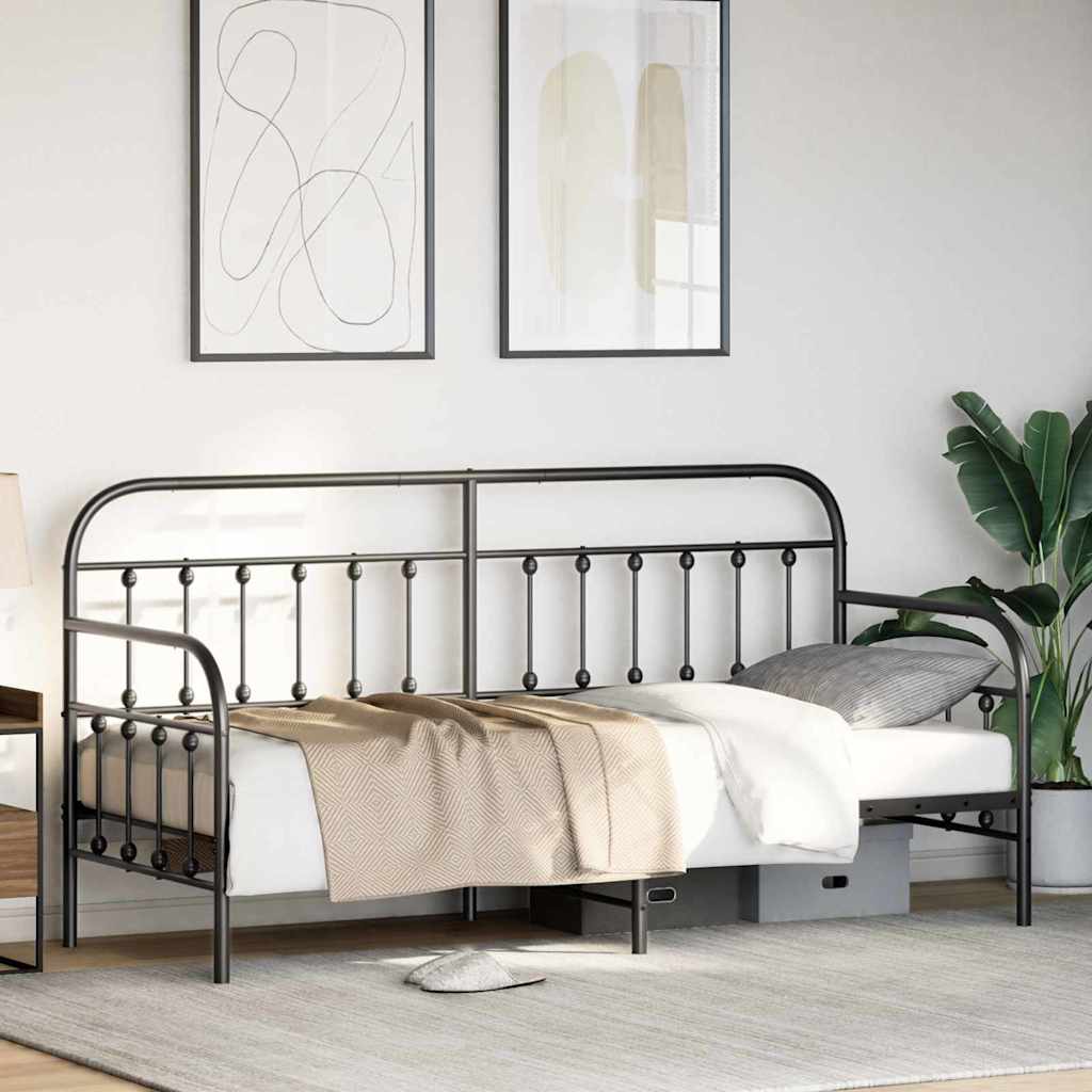 Krevet na kat Crna 75 x 190 cm Čelik s prahom premazan
