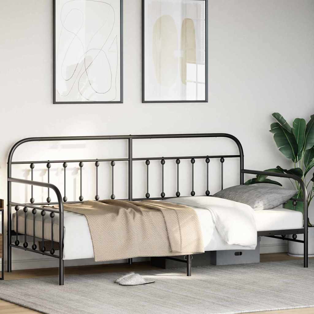 Krevet na kat Crna 100 x 200 cm Čelik s prahom premazan