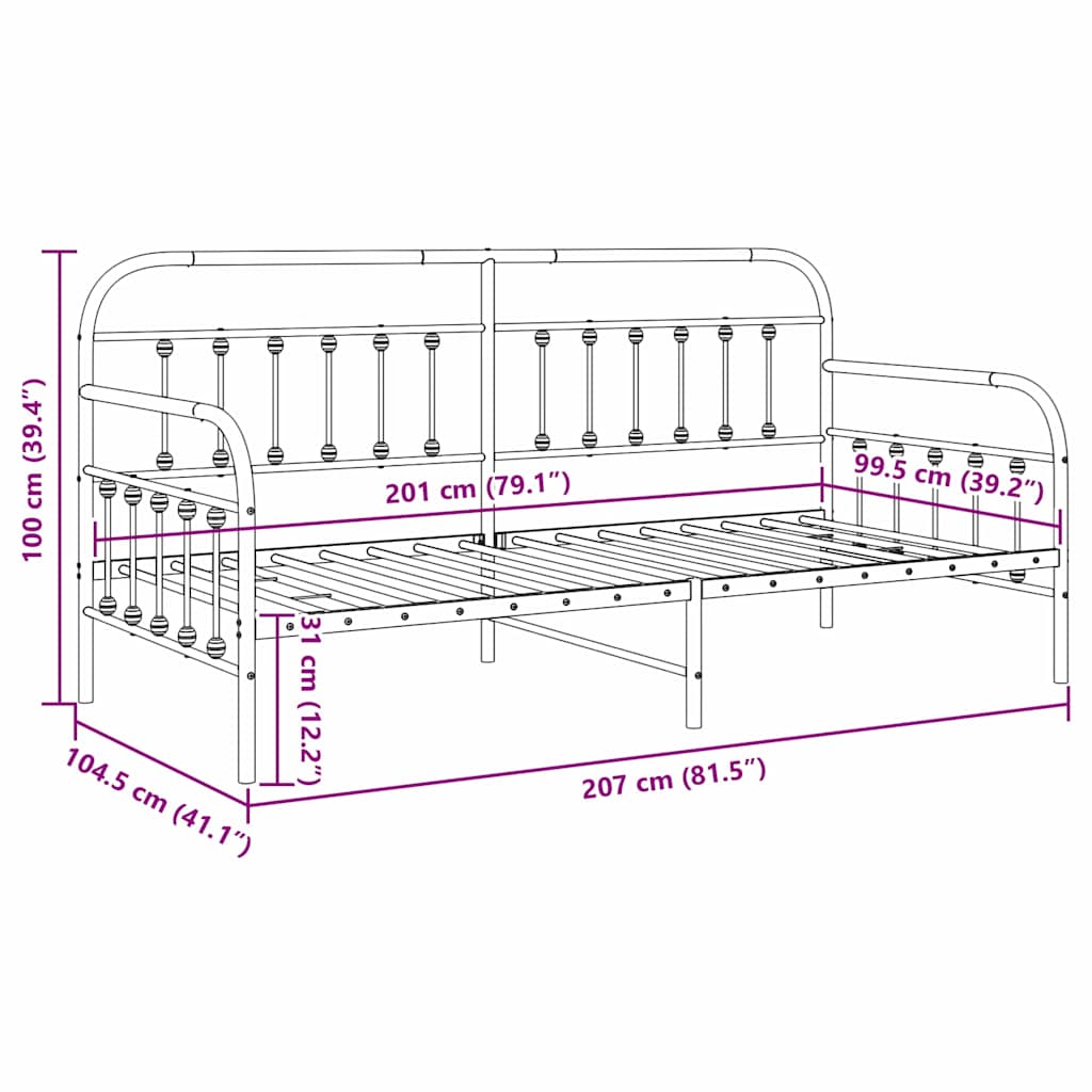 Krevet na kat Crna 100 x 200 cm Čelik s prahom premazan