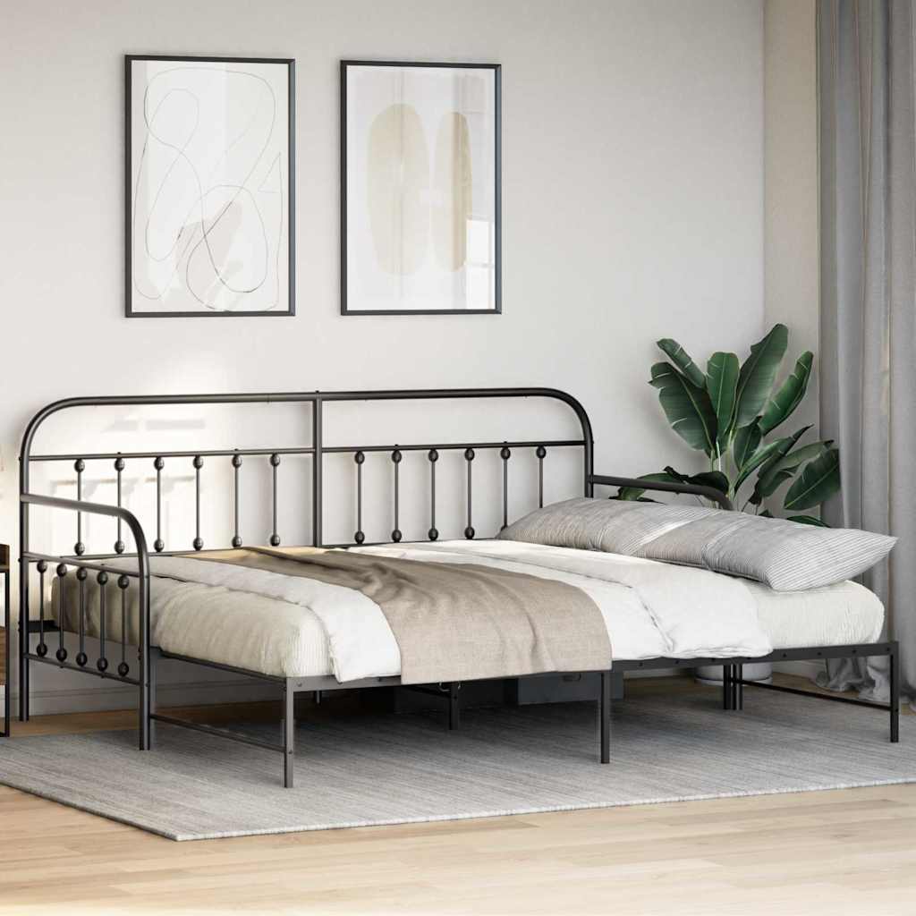 Krevet na kat Crna 90 x 200 cm Čelik s prahom premazan
