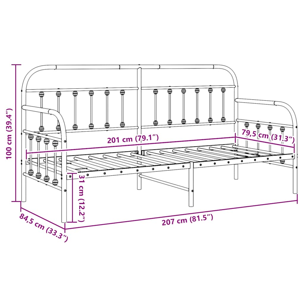 Krevet na kat Bijelo 80 x 200 cm Čelik s prahom premazan
