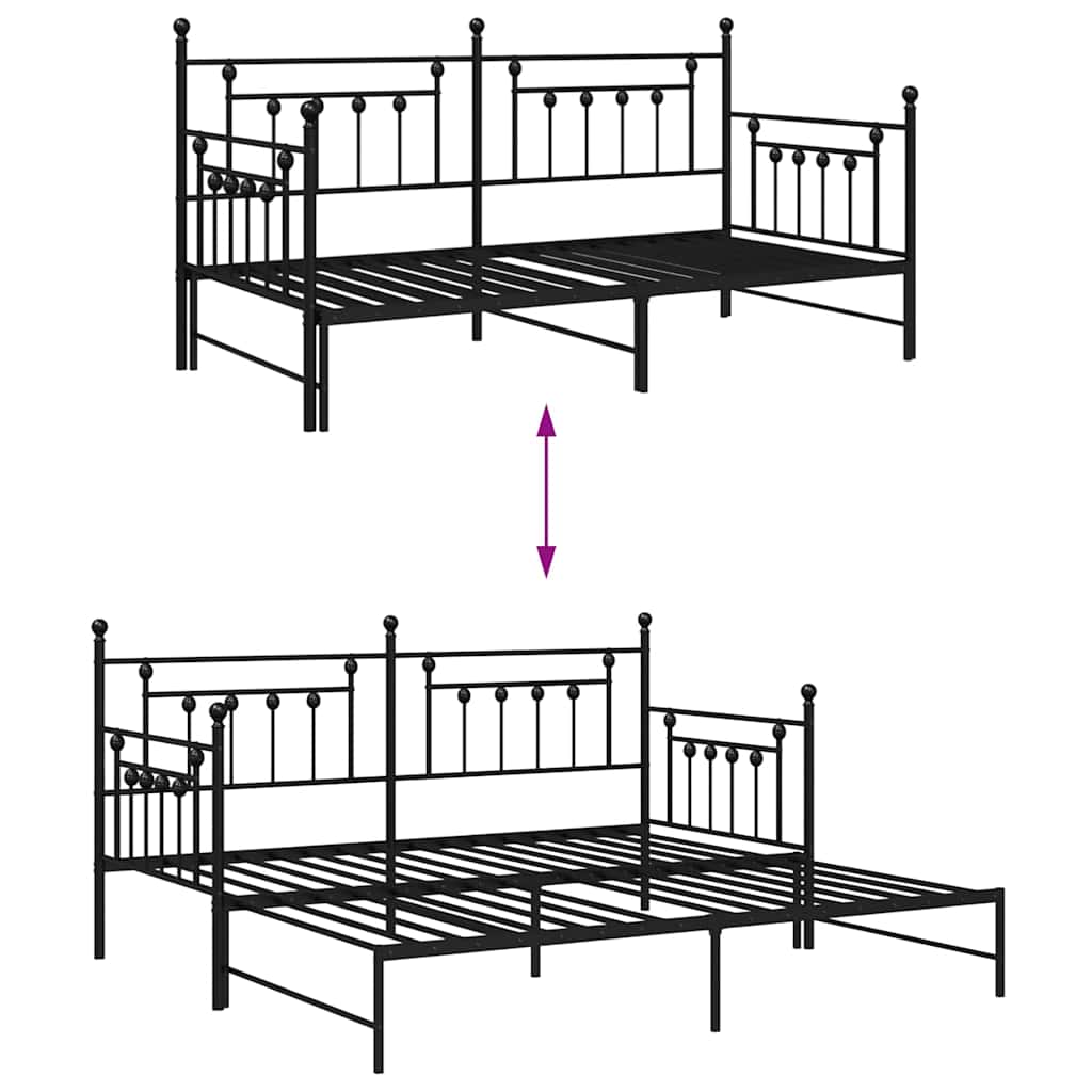 Krevet na kat Crna 90 x 190 cm Čelik
