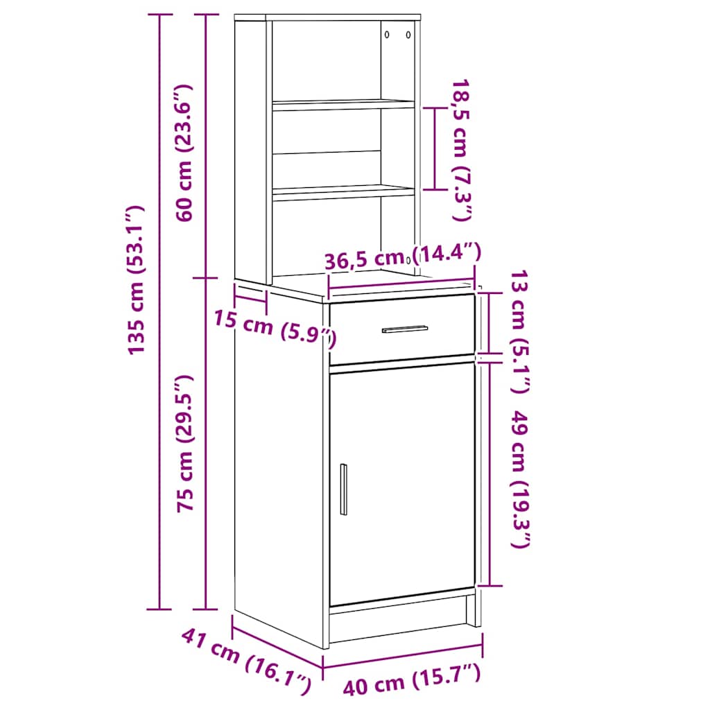 Highboard Dimljeni hrast 40 x 40,5 x 135 cm Konstruirano drvo
