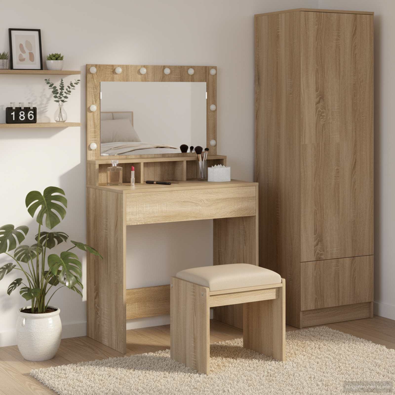 Toaletni stol Sonoma hrast 75,5 x 41 x 135 cm Konstruirano drvo
