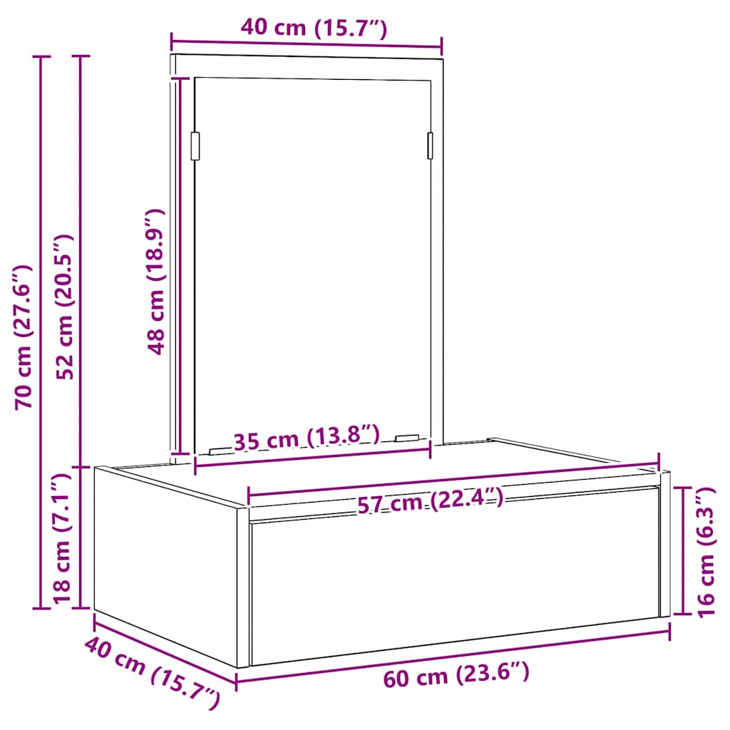 Toaletni stol Bijelo 60 x 40 x 70 cm Konstruirano drvo