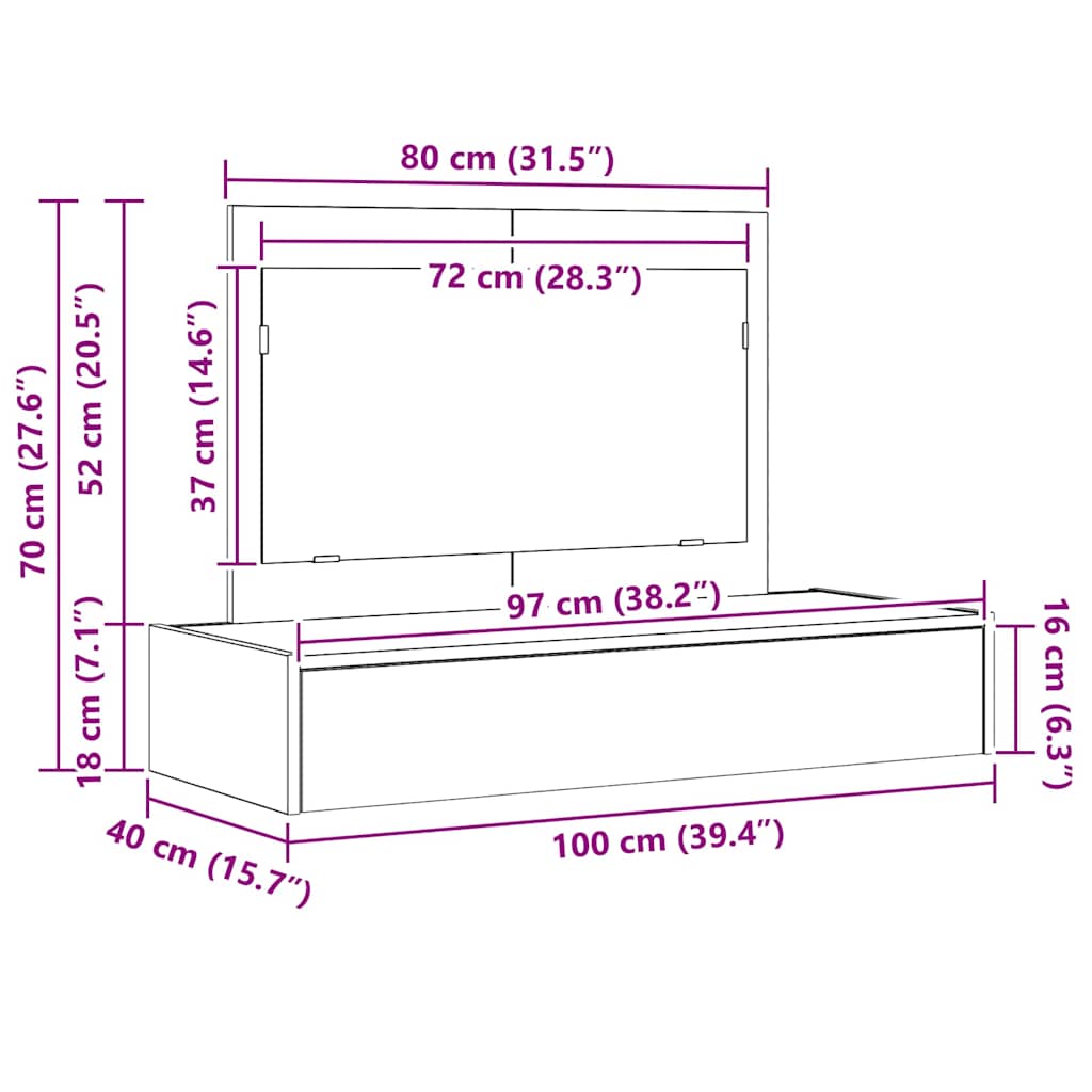 Toaletni stol Smeđa 100 x 40 x 70 cm Konstruirano drvo