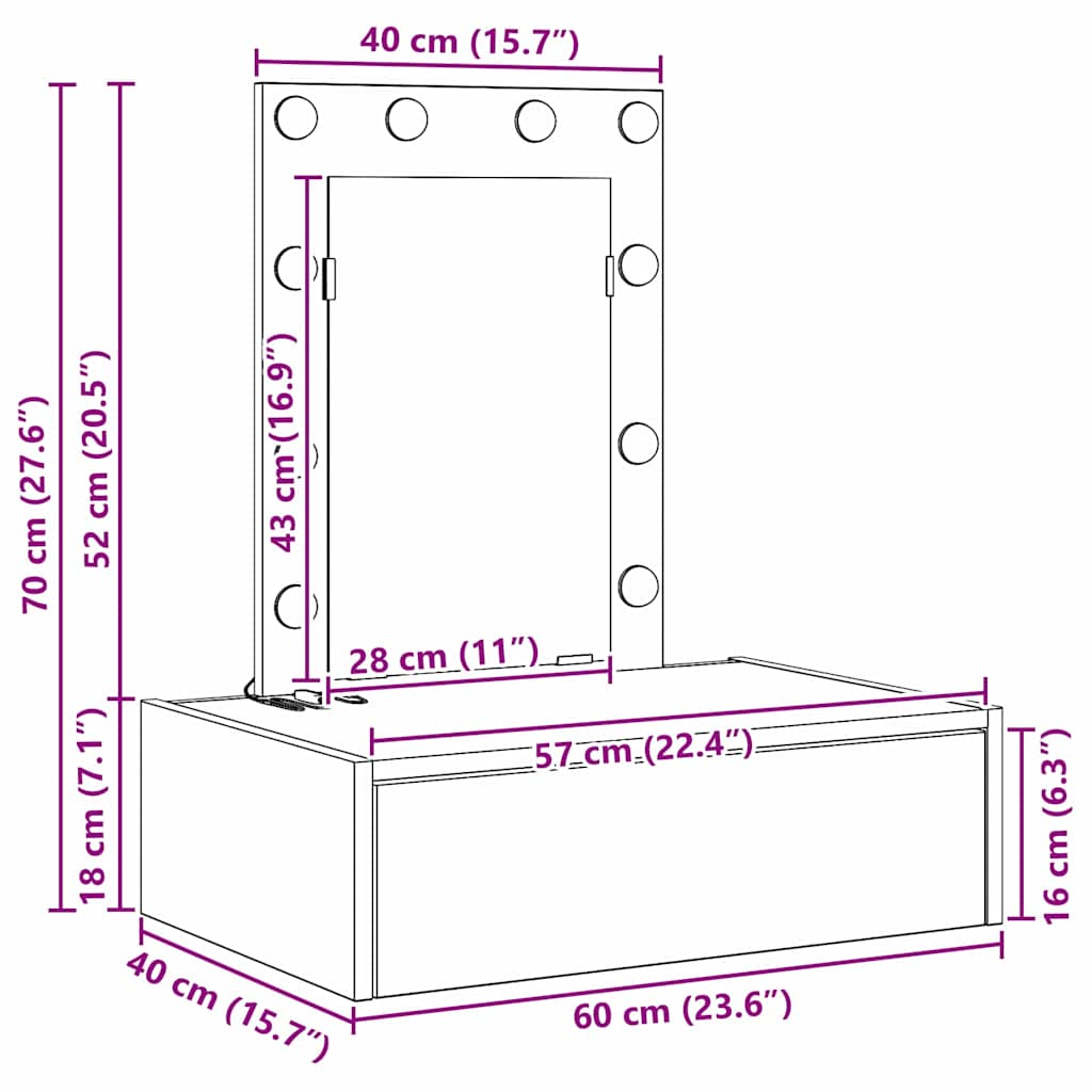 Toaletni stol Smeđa 60 x 40 x 70 cm Konstruirano drvo