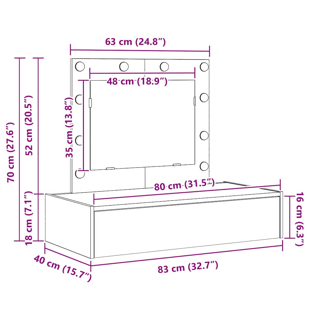 Toaletni stol s ladicama Siva 83 x 40 x 70 cm Konstruirano drvo